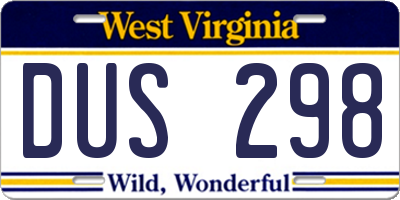 WV license plate DUS298