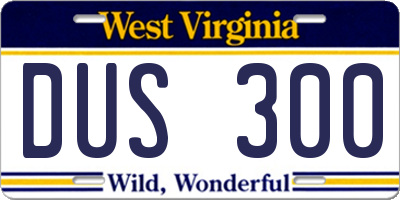 WV license plate DUS300