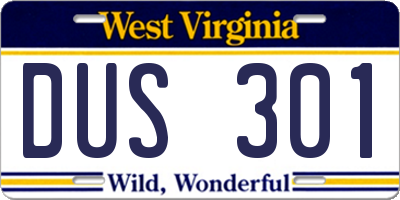 WV license plate DUS301