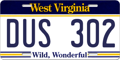 WV license plate DUS302