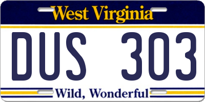 WV license plate DUS303