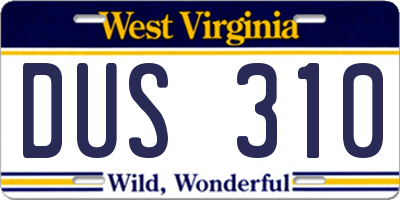 WV license plate DUS310