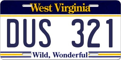 WV license plate DUS321