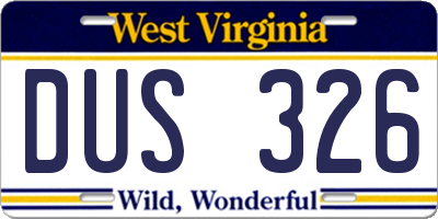 WV license plate DUS326