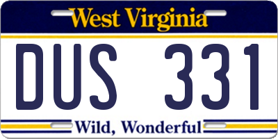 WV license plate DUS331