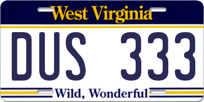 WV license plate DUS333