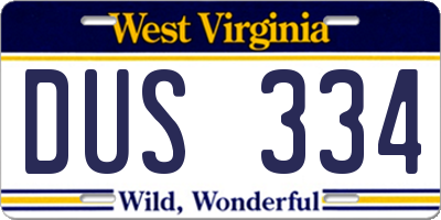 WV license plate DUS334