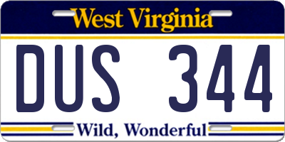 WV license plate DUS344