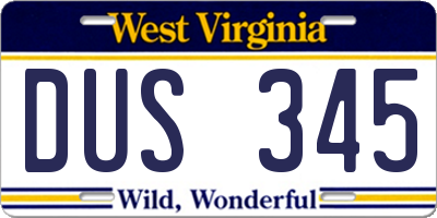 WV license plate DUS345