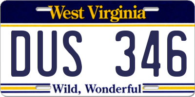 WV license plate DUS346