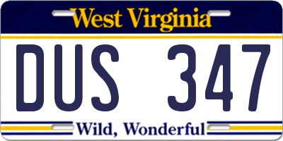 WV license plate DUS347