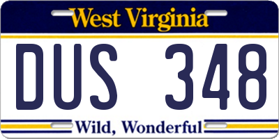 WV license plate DUS348