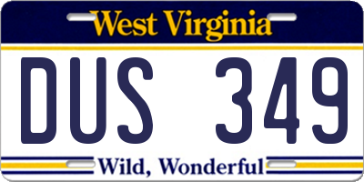 WV license plate DUS349