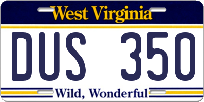 WV license plate DUS350