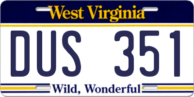 WV license plate DUS351