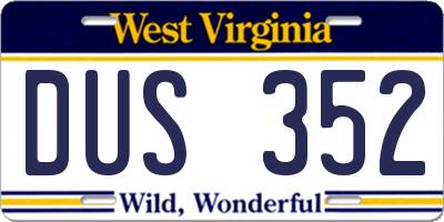 WV license plate DUS352