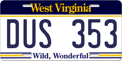 WV license plate DUS353