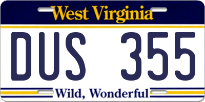 WV license plate DUS355