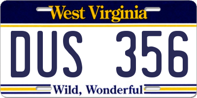 WV license plate DUS356