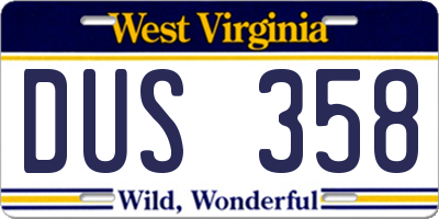 WV license plate DUS358