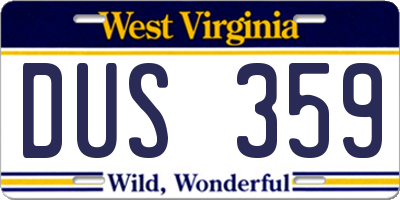 WV license plate DUS359