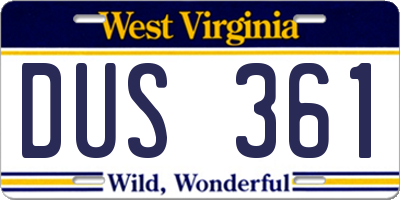 WV license plate DUS361