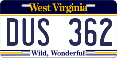 WV license plate DUS362