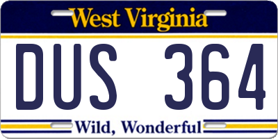 WV license plate DUS364