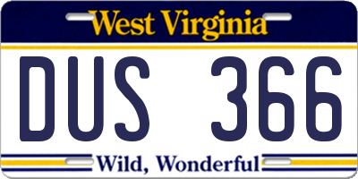WV license plate DUS366