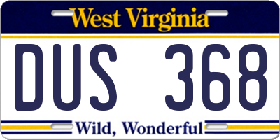 WV license plate DUS368