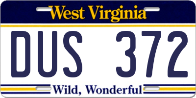 WV license plate DUS372
