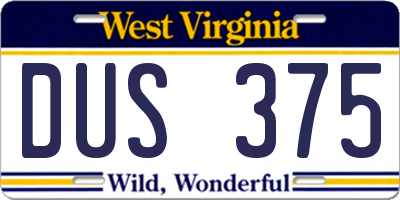 WV license plate DUS375