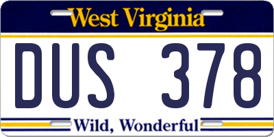 WV license plate DUS378