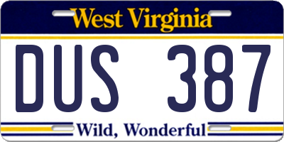WV license plate DUS387