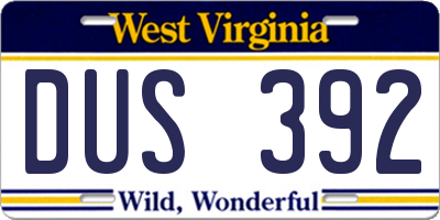 WV license plate DUS392