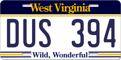 WV license plate DUS394