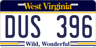 WV license plate DUS396