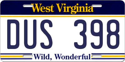 WV license plate DUS398