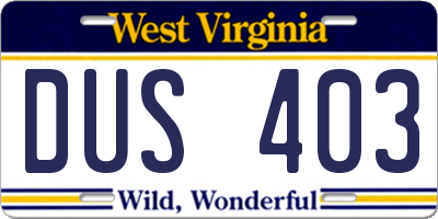 WV license plate DUS403