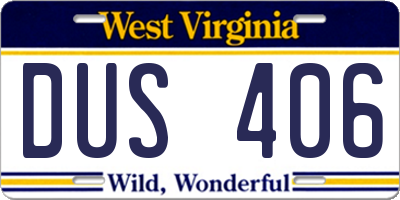 WV license plate DUS406