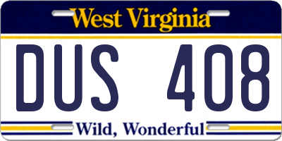WV license plate DUS408