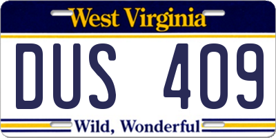 WV license plate DUS409