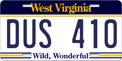 WV license plate DUS410