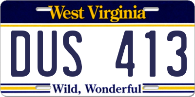 WV license plate DUS413