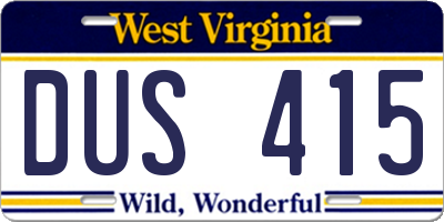 WV license plate DUS415