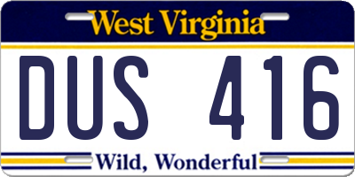 WV license plate DUS416