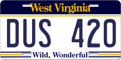 WV license plate DUS420