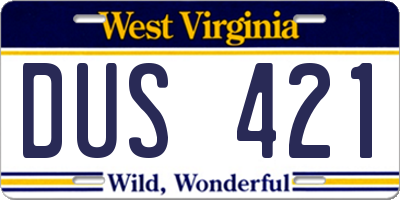 WV license plate DUS421