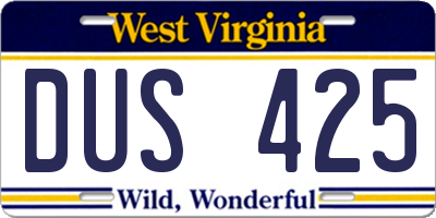 WV license plate DUS425