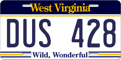 WV license plate DUS428